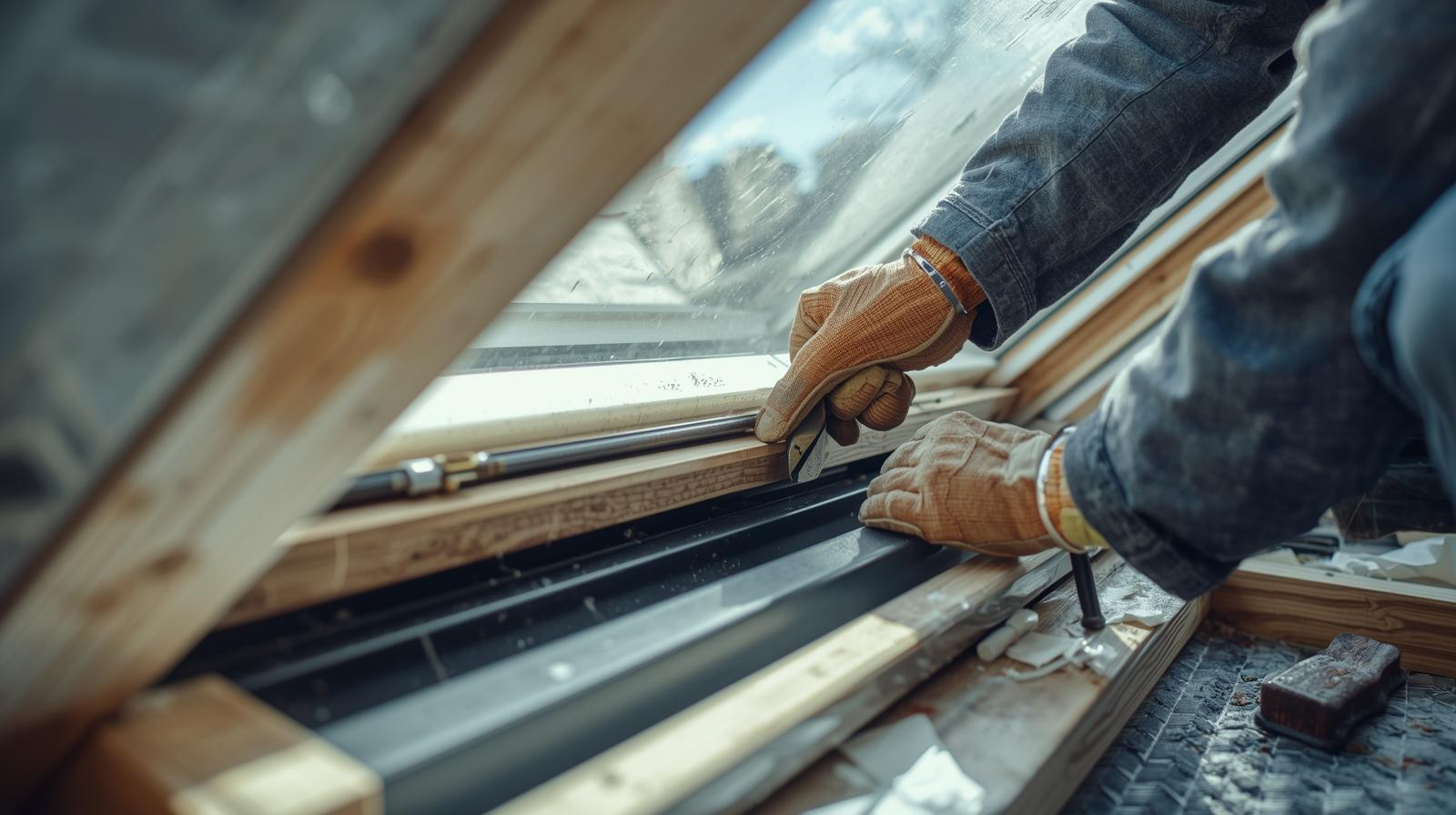 Create a realistic skylight insulation and skylight repair image